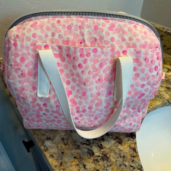 Mommajsews Handbags - Makeup Pink Polka Dot Women's Bag, Handmade
